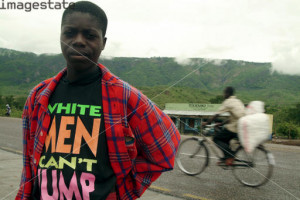 Man wearing a t-shirt from the film 'White Men Can't Jump', Chitimba ...