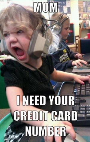 kid on computer needs your credit card number funny pictures