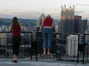 Thesights of Pittsburgh [with the city in the background].