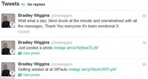 Thanks: Bradley Wiggins posted the pictures on Twitter and told ...