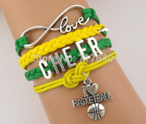 Infinity Cheer Charm Fashion Basketball Bracelet, 22 colors are ...