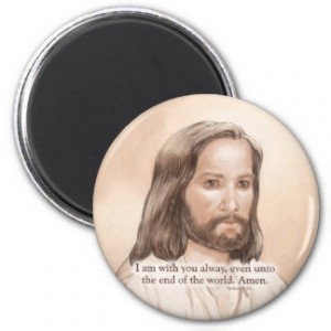 Sepia Jesus Art Bible Quote - Matthew 28:20 Fridge Magnets