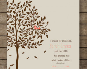 Personalized Christening Tree Gift, 1 SAMUEL 1:27 Bible Verse, Gift ...