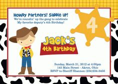 Toy Story Birthday Invitation - Sheriff Woody Cowboy