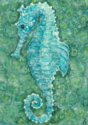 Aqua Seahorse - Sea Life Artwork