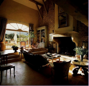 decor, fireplace, home, interior, sitting room, stone, sunlight, villa ...
