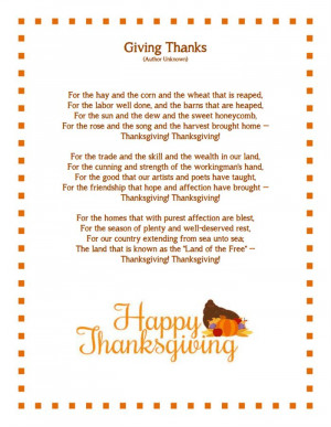 Best Short Happy Thanksgiving Day Poems For Family 2014