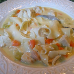 Creamy Chicken Noodle Soup (crock pot - no canned soup)