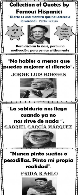 Spanish! Collection of 25 Quote Posters-Famous Hispanic writers ...