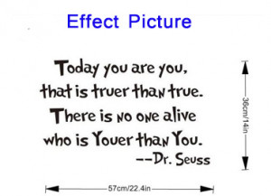 Product Name TODAY YOU ARE YOU Dr Seuss quote vinyl wall decal