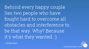 Behind Every Happy Couple Quotes Behind every happy couple lies two ...