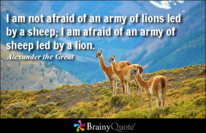 not afraid of an army of lions led by a sheep; I am afraid of an army ...