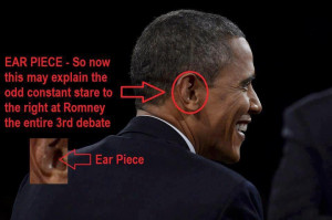 Obama wore an earpiece in the 3rd debate
