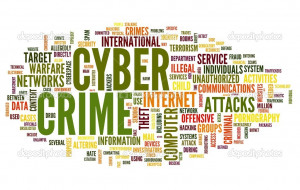 Cyber crime in word tag cloud - Stock Image