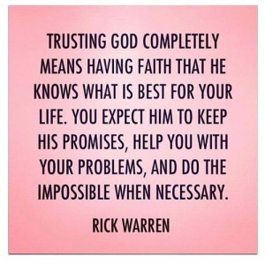 We have got to rely on God, not on ourself.