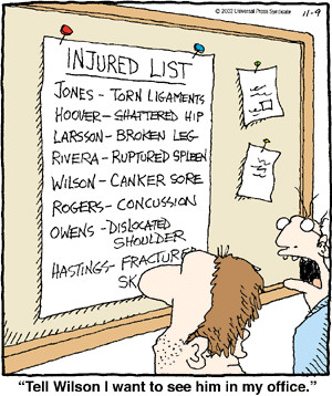 injury list