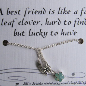Best Friend Lucky Charm Necklace and Friendship Quote Inspirational ...