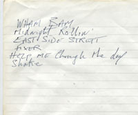 Steve Marriott handwritten setlist from the Small Faces