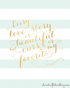 customized-wedding-quote-mint+gold-printable-every-love-story-is ...