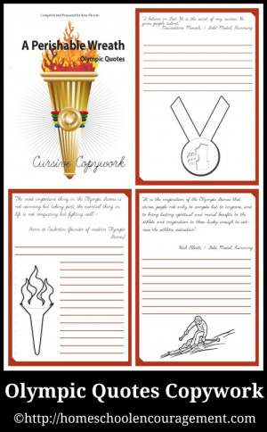 Olympics Quotes Copywork in Cursive and Manuscript
