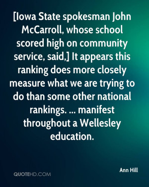Iowa State spokesman John McCarroll, whose school scored high on ...