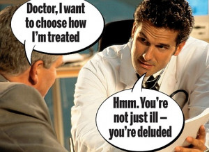 Doctor and patient cartoon for patient choice article