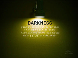 Darkness cannot drive out darkness; only light can do that.