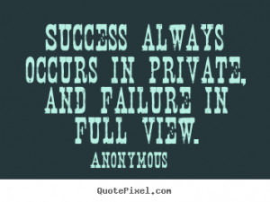 Inspirational quote - Success always occurs in private, and failure in ...