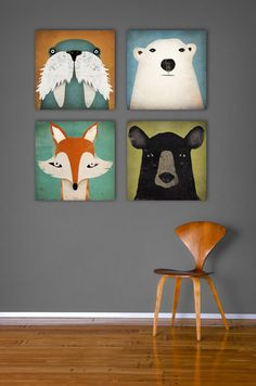 ... wall art signed Fox, Polar Bear, Black Bear, Walrus by Ryan Fowler