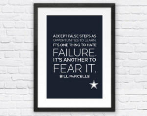 Bill Parcells Dallas Cowboys Inspirational Fear Quote Poster Print ...