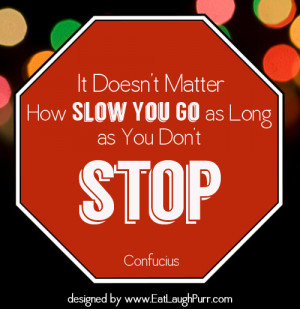 It doesn't matter how slow you go as long as you don't stop. Confucius ...