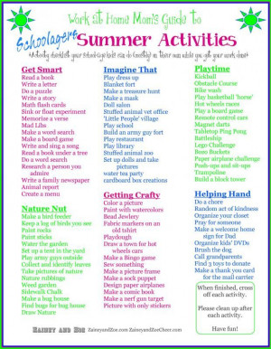 ... at Home Mom kids summer checklist! Keep kids busy while mom works