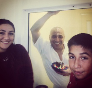 Spm on his birthday, with his son & daughter.