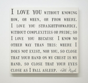 Neruda Quote Canvas, Bedroom Wall Art, Love Quotes On Canvas, Wedding ...