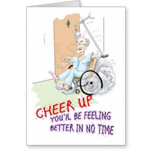 Get Well soon card. Funny Grandpa in wheelchair