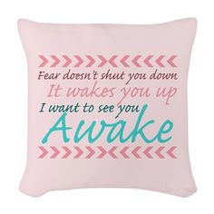 25 Tobias Tris Pink Woven Throw Pillow. Fear doesn't shut you down ...