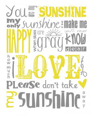 You Are My Sunshine Subway Art Yellow and Gray Grey Instant Digital ...