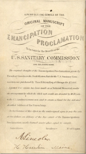 ... Lincoln Emancipation Proclamation Quotes Abraham lincoln donated the
