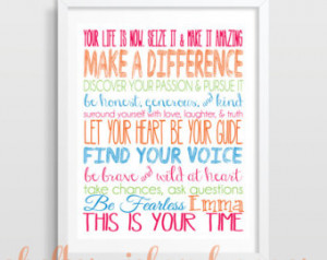 Graduation Gift, Dorm Decor, Inspirational Quote Print- You choose the ...