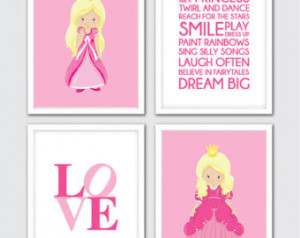 ... Princess Quote Wall Art Print, Girl Nursery Art, Pink Wall Decor 8x10