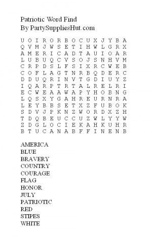 Patriotic Word Find Puzzle - Click Image and Print from Your Browser