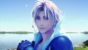 Tidus saying goodbye to the rest of the heroes in the ending.