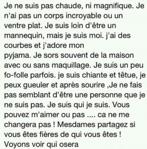 Je suis tout simplement moi.