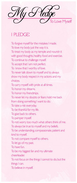My Pledge To Love Myself. EVERYONE SHOULD READ THIS!!!: Pink Thoughts ...