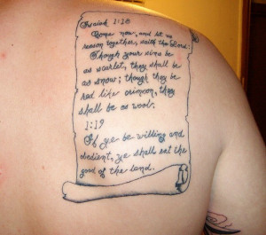 3D Bible Verse Parchment Tattoo on Back