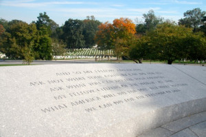 John F. Kennedy’s famous quote featured at his grave site.