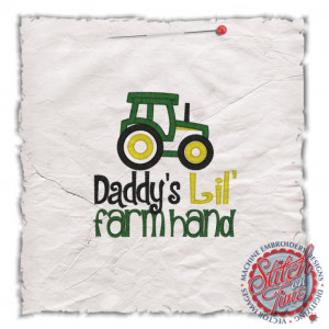 Sayings (4416) Daddys Lil' Farm Hand Tractor Applique 4x4