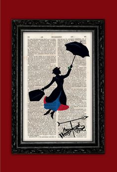 Flying Mary Poppins Silhouette Art Print - Weathercock Poster Book Art ...