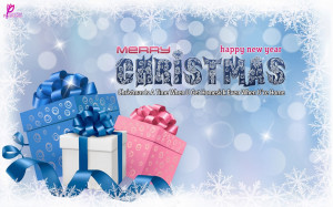 Beautiful Blue Xmas Gift with Christmas Wishes and Happy New Year HD ...