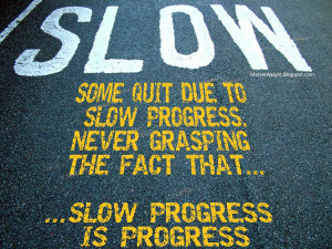... progress. Never grasping the fact that... slow progress is progress